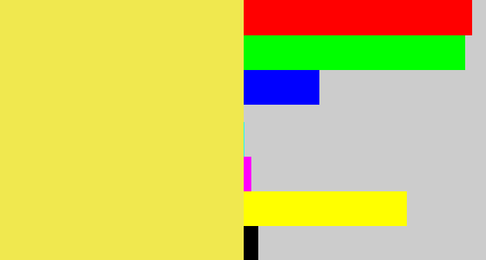 Hex color #f0e84f - dull yellow