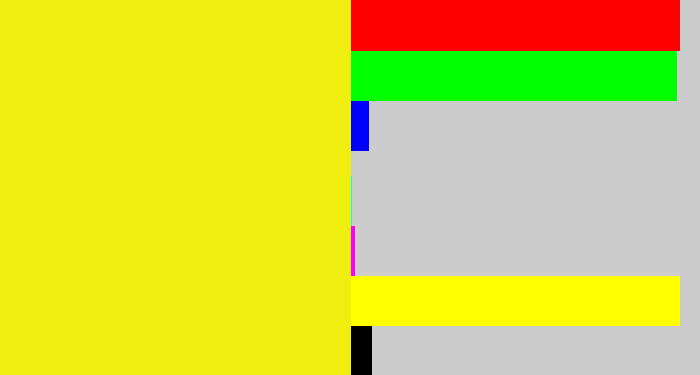 Hex color #f0ee0e - sunny yellow