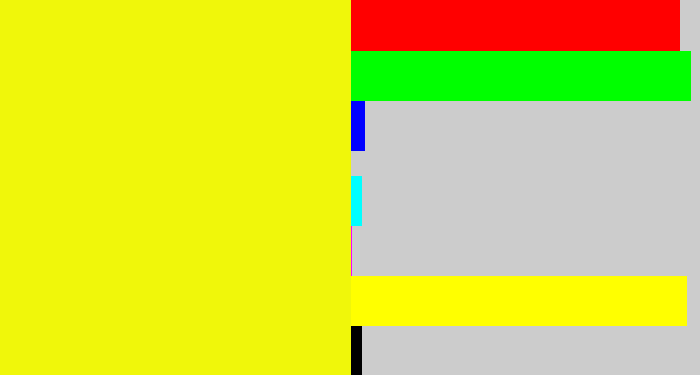 Hex color #f0f70a - bright yellow