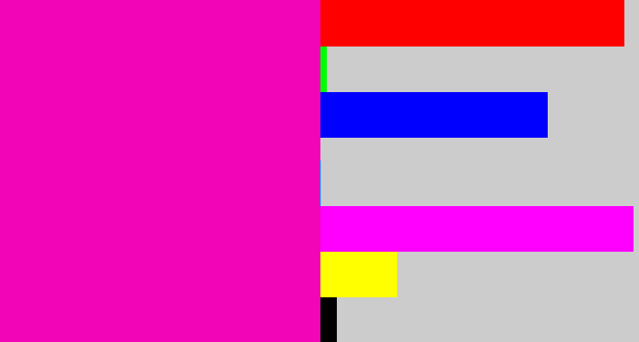 Hex color #f105b6 - bright pink