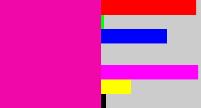 Hex color #f108a9 - shocking pink