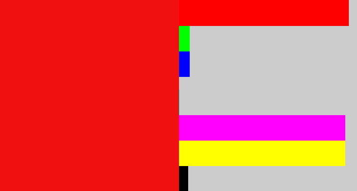 Hex color #f11010 - bright red