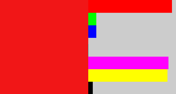 Hex color #f11617 - bright red