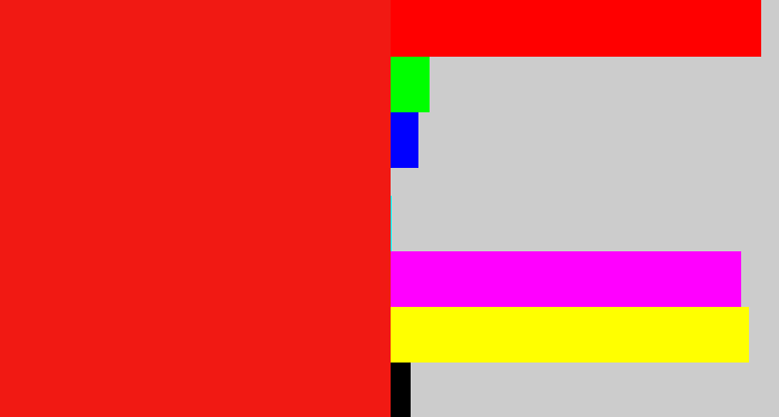 Hex color #f11913 - vermillion