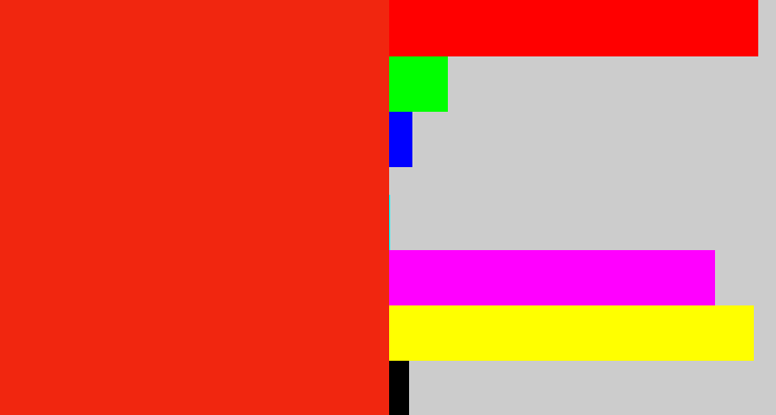 Hex color #f1260f - vermillion
