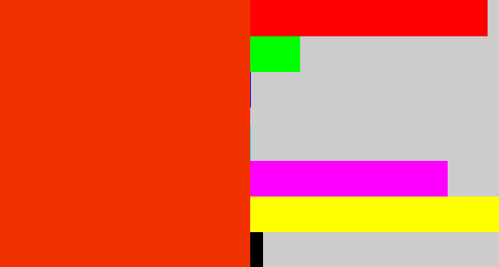 Hex color #f13200 - orangish red