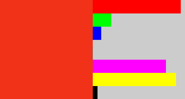Hex color #f13218 - vermillion