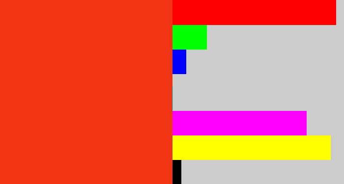 Hex color #f13414 - vermillion