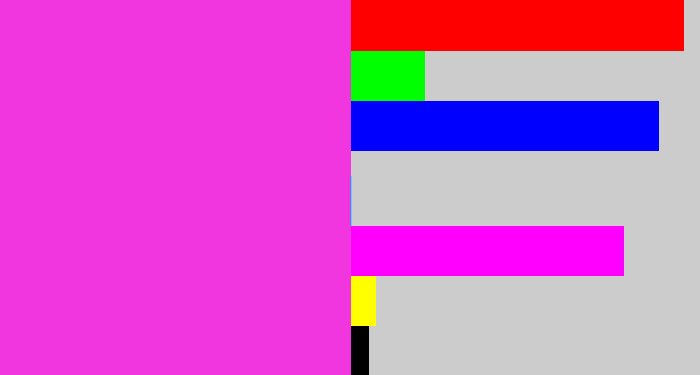Hex color #f136e0 - purple pink