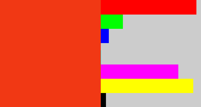 Hex color #f13814 - vermillion