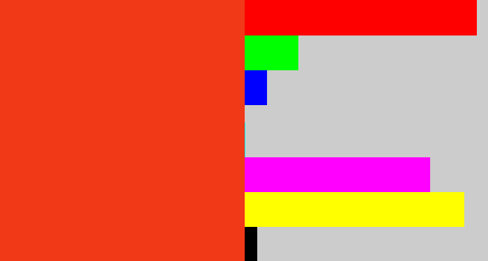 Hex color #f13918 - vermillion