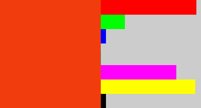 Hex color #f13c0e - vermillion