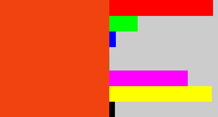 Hex color #f1430f - orangered