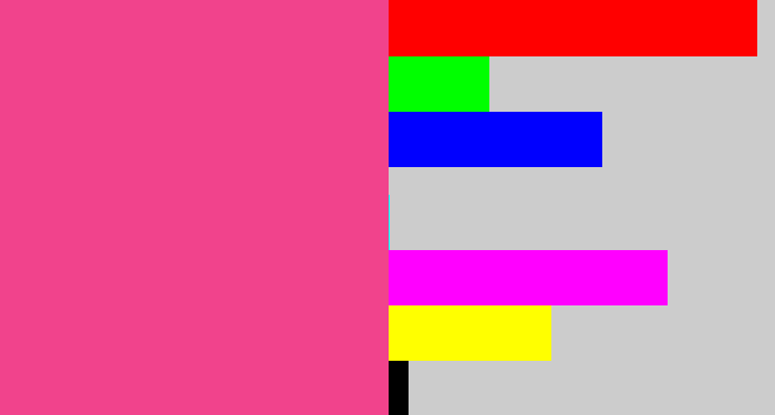 Hex color #f1438c - warm pink