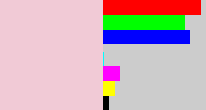Hex color #f1cad6 - pale pink