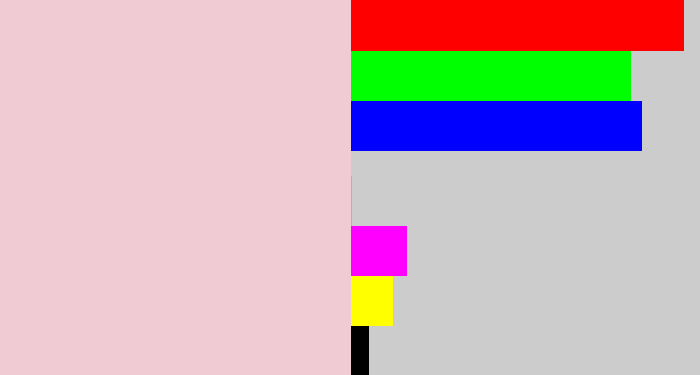 Hex color #f1cbd3 - pale pink