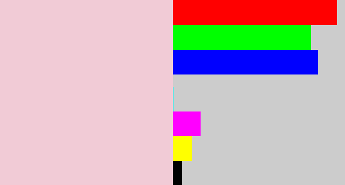 Hex color #f1cbd6 - pale pink