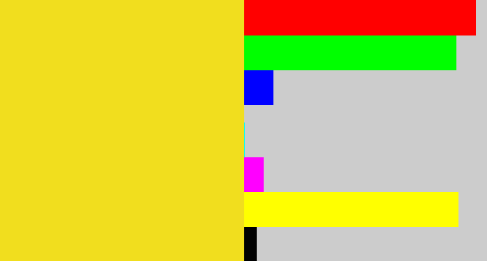 Hex color #f1de1e - sun yellow