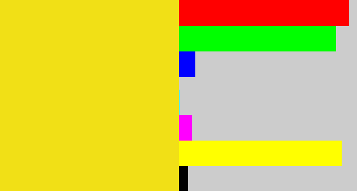 Hex color #f1e016 - sun yellow
