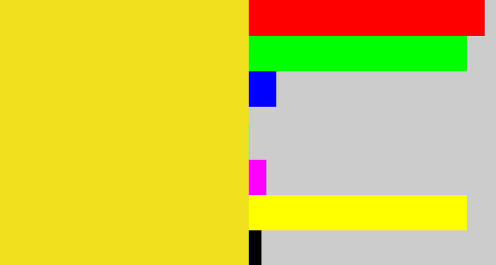 Hex color #f1e01d - sun yellow