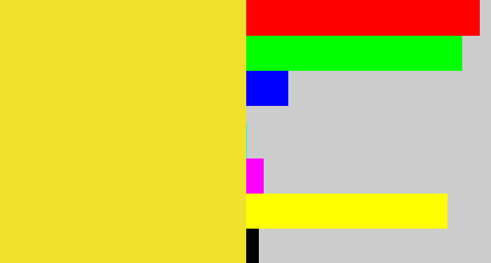 Hex color #f1e02c - sun yellow