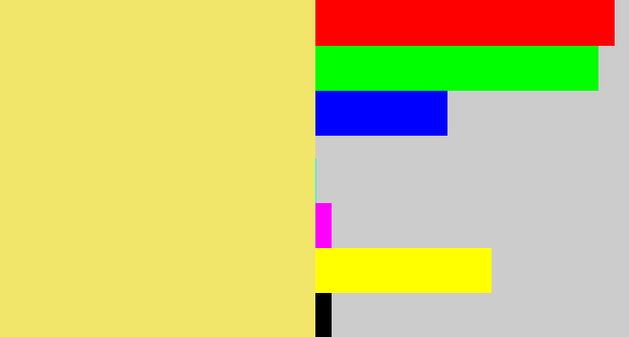 Hex color #f1e66a - yellowish