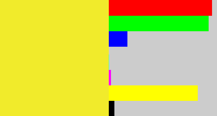 Hex color #f1eb2b - sun yellow