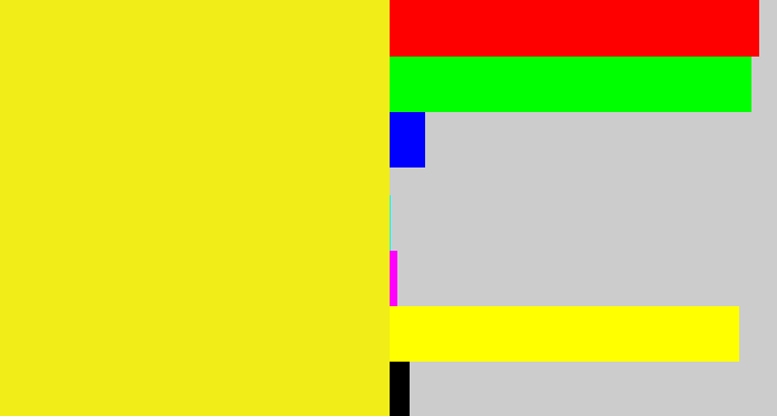 Hex color #f1ed18 - sunny yellow