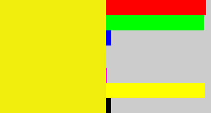 Hex color #f1ee0e - sunny yellow