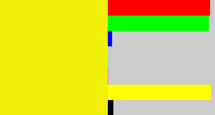 Hex color #f1f009 - bright yellow