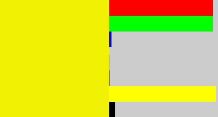Hex color #f1f105 - bright yellow