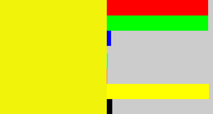 Hex color #f1f30a - bright yellow