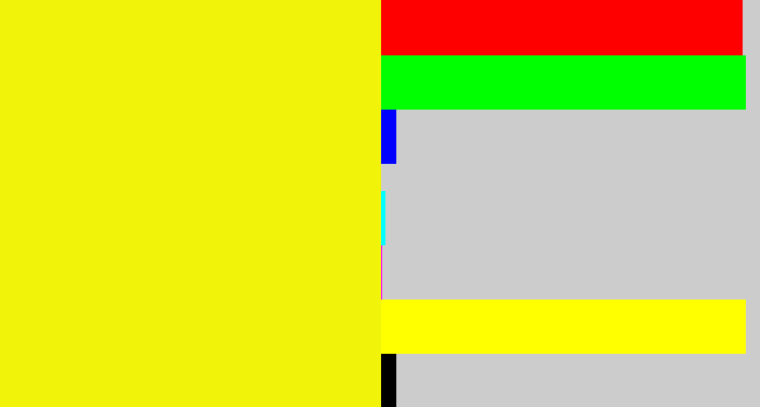 Hex color #f1f409 - bright yellow