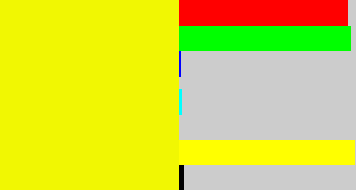 Hex color #f1f702 - bright yellow