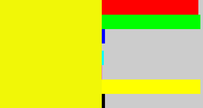Hex color #f1f707 - bright yellow