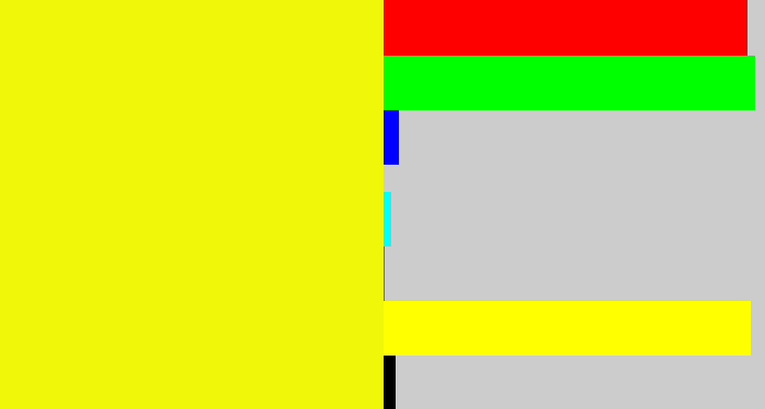 Hex color #f1f709 - bright yellow