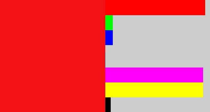 Hex color #f21211 - bright red