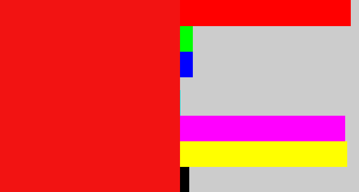 Hex color #f21312 - bright red