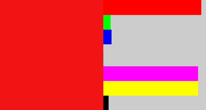 Hex color #f21314 - bright red