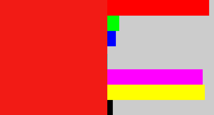 Hex color #f21b15 - vermillion