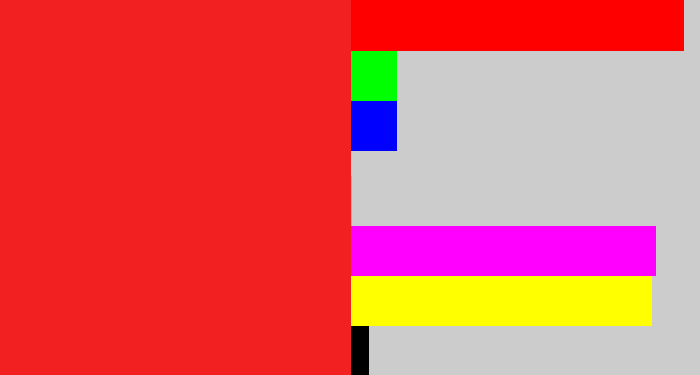 Hex color #f22021 - vermillion