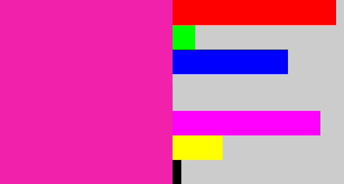 Hex color #f221ab - shocking pink