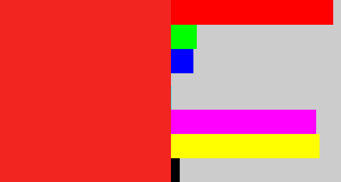 Hex color #f22520 - vermillion