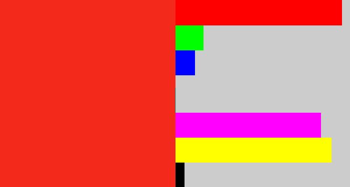 Hex color #f2291b - vermillion