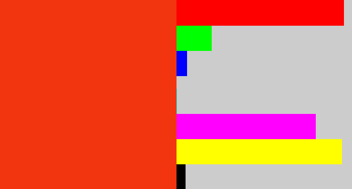 Hex color #f2340f - vermillion