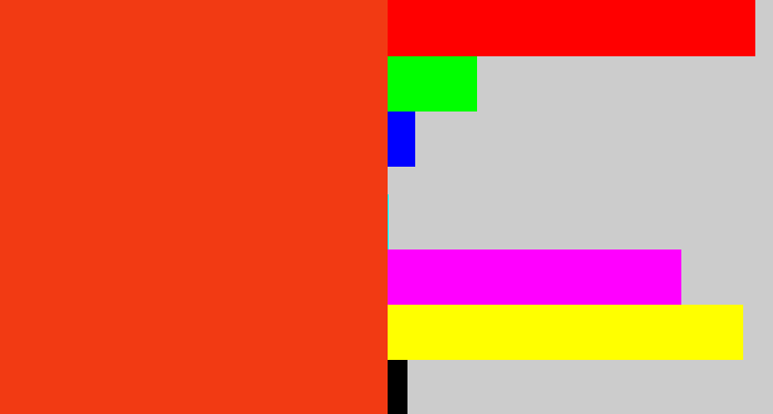 Hex color #f23a13 - vermillion