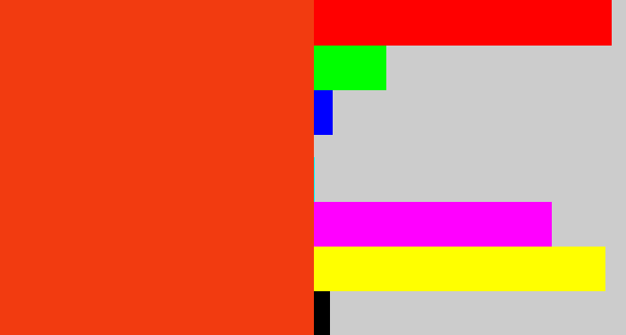 Hex color #f23b10 - vermillion
