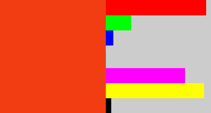 Hex color #f23d12 - vermillion