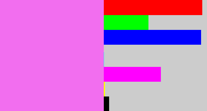 Hex color #f26eef - purply pink