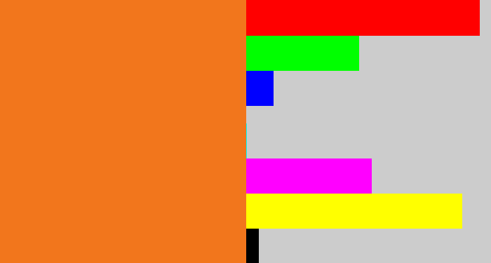 Hex color #f2761c - orange